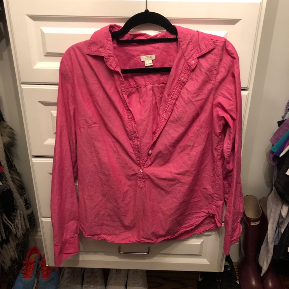 JCrew Pink button up beachy shirt